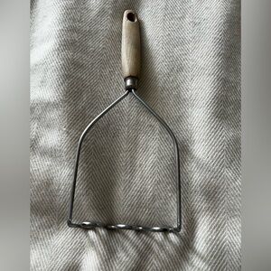 Vintage Primitive Farmhouse Wooden Handle Metal Potato Masher